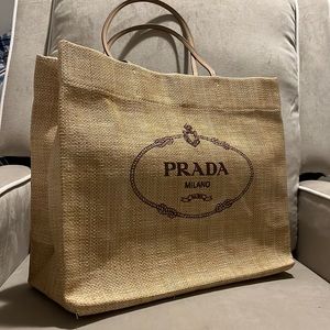 Prada raffia tote bag